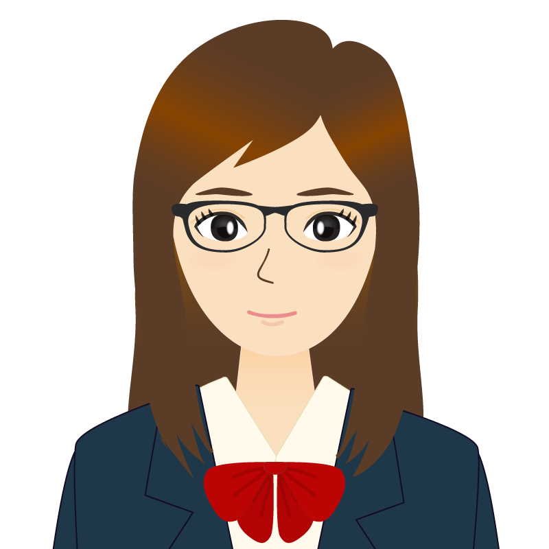 画像:ロングヘアの女性・学生・制服姿　眼鏡