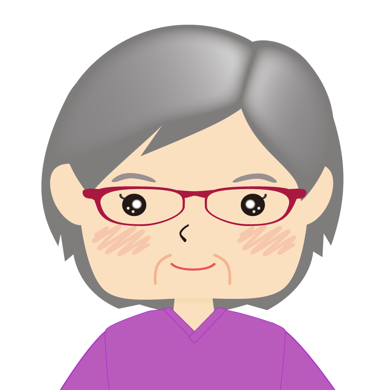 画像:四角い顔の女性　高齢　眼鏡