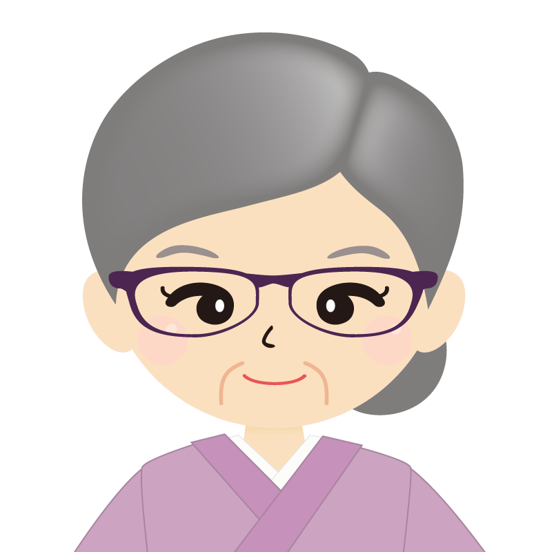 画像:お婆さん・まとめ髪の女性・和装・着物・眼鏡